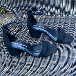 Two strap suede heeled sandal